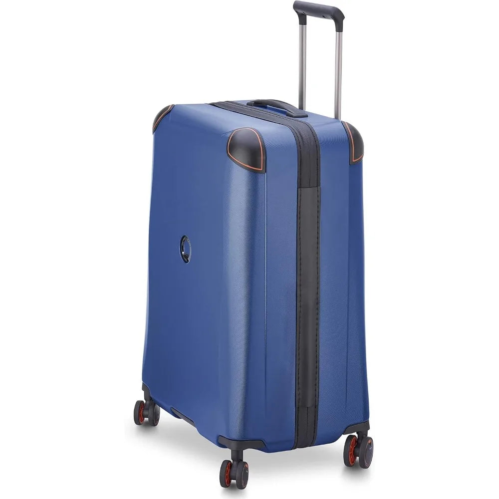 paris cactus pattern hardshell spinner luggage, navy, medium 24 inch