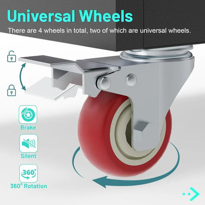 Metal Garage Cabinets with Wheels Steel Lockable Garage Storage Cabinet with Adjustable Shelves, Heavy-Duty Tool Storage Cabinet