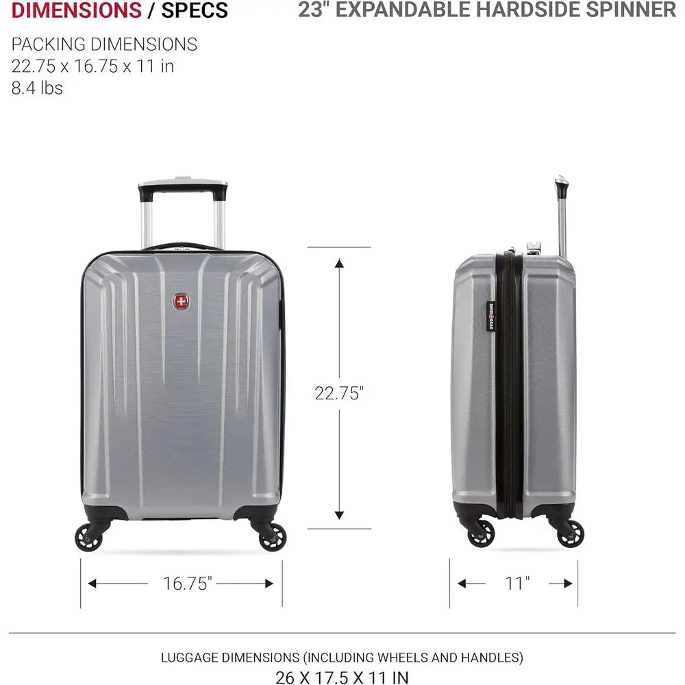 SwissGear 3750 Silver 23 Medium Hardside Spinner Luggage