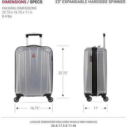 SwissGear 3750 Silver 23 Medium Hardside Spinner Luggage