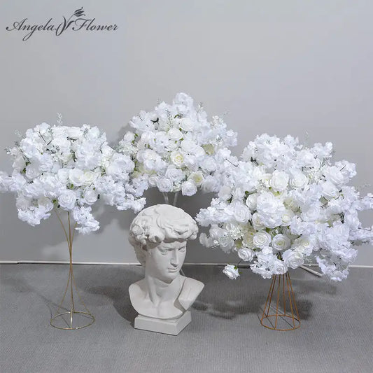 Angela Flower A8305 Artificial White Cherry Blossom Rose Wedding Backdrop Floral Arrangement Table Centerpiece Ball Decor Props