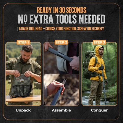 15-in-1 Collapsible Tactical Walking Stick for Hiking, Camping & Survival Gear with 8 Tubes