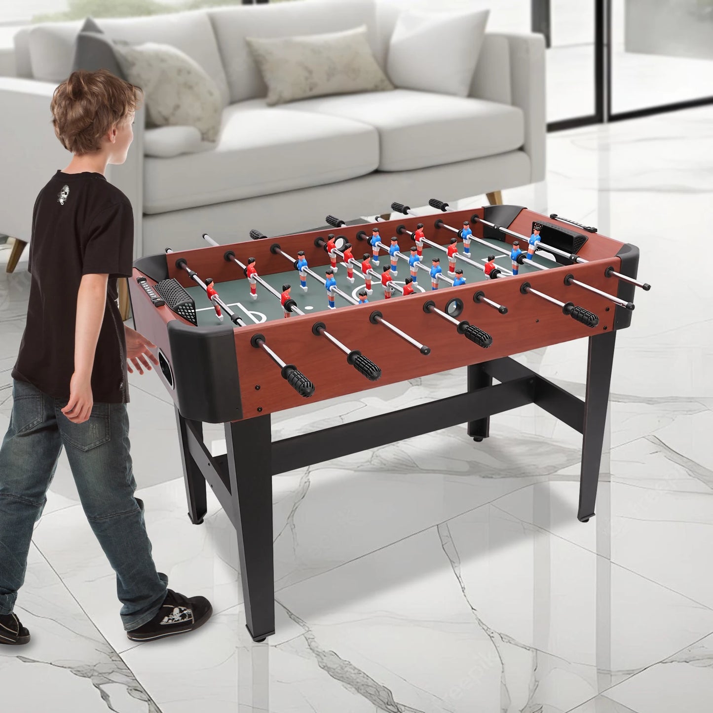 47.2in Foosball Game Table Soccer Table Game football Game Competition Sized Set with Scoreboard Ball Storage Box Entertainment