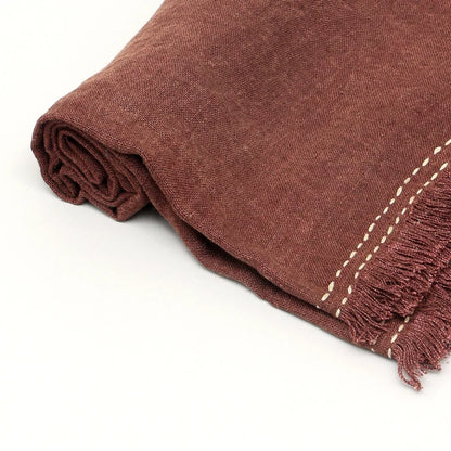 Stonewashed Linen Woven Throw Blanket with Fringe – 52X68