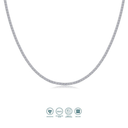 JIUZUAN Moissanite Tennis Necklace 925 Sterling Silver 18K Gold Plated Classic Style for Women Gift with GRA Certificate