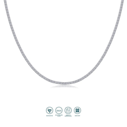 JIUZUAN Moissanite Tennis Necklace 925 Sterling Silver 18K Gold Plated Classic Style for Women Gift with GRA Certificate
