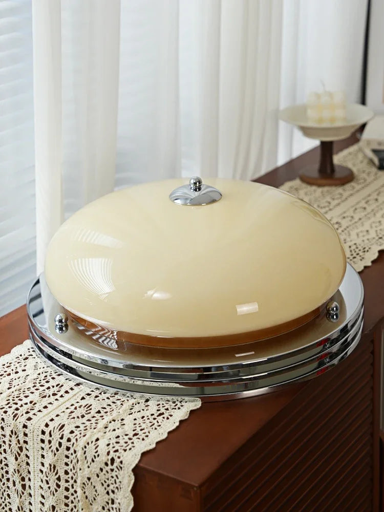 Modern French style bedroom ceiling light Bauhaus retro room light cream wind glass balcony light fixture lamp