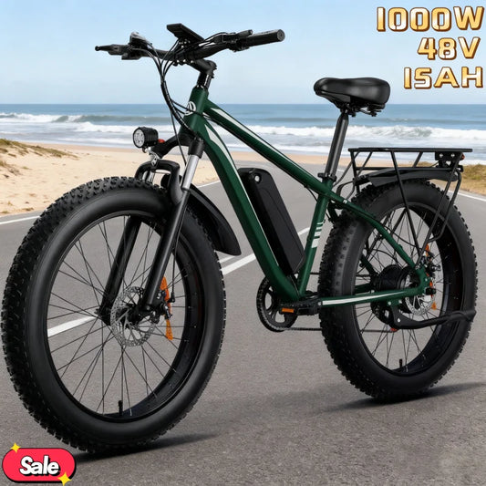 New Electric bicycle 26-inch 1000W 48V 15AH lithium battery electric bike, the first choice for smooth and comfortable travel