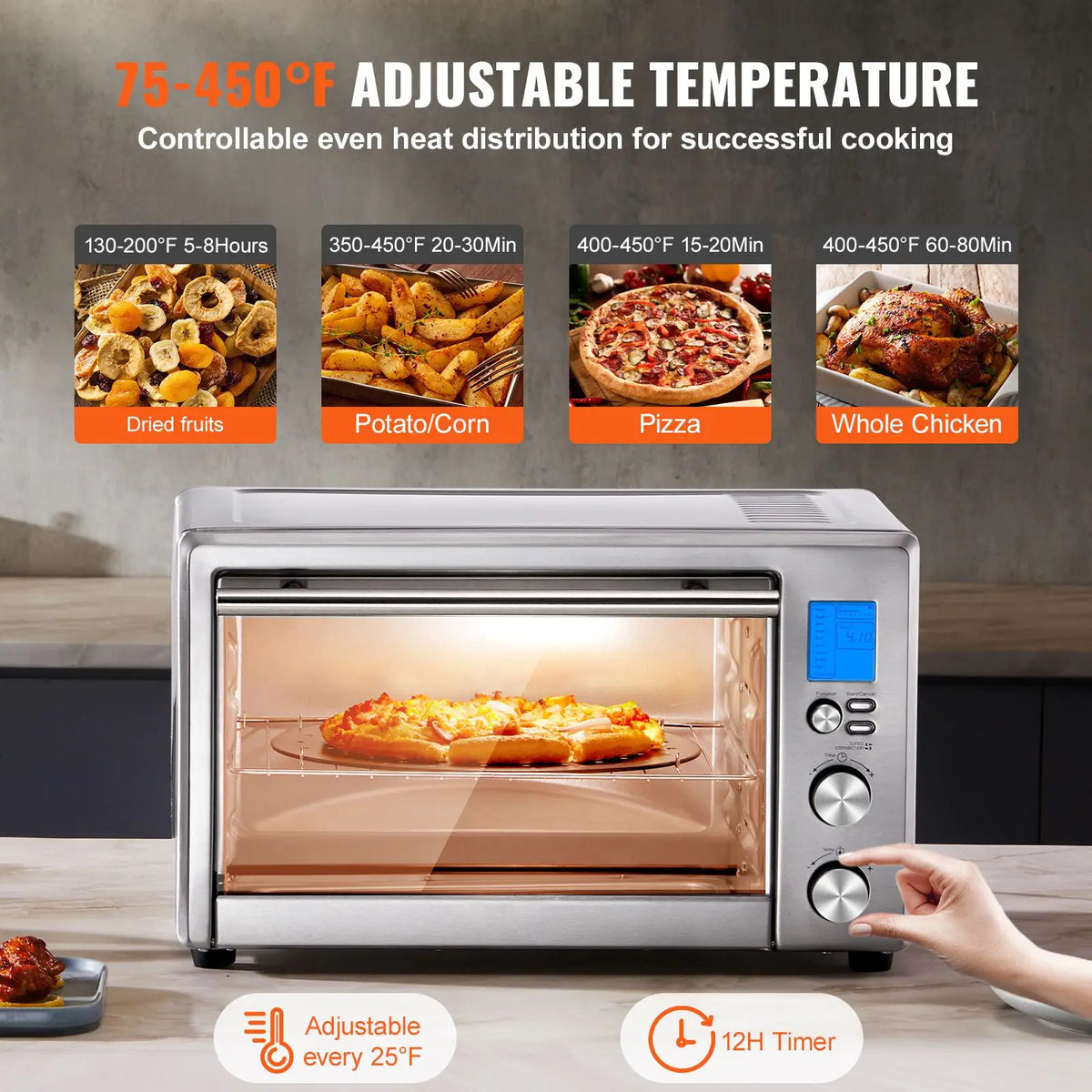 13-IN-1 Air Fryer Toaster Oven, 28L/29.6Qt Convection Oven, 1800W 2-Tier Toaster Ovens Countertop Combo with Wire Racks, Pizza Pan, Gloves, Home and Commercial Use