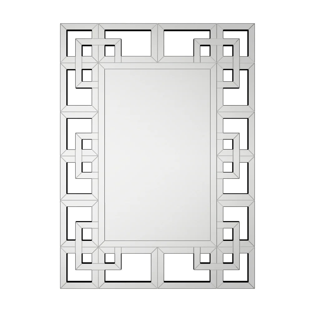 Modern Decorative Mirror for Wall Silver Rectangular Accent Mirror with Beveled Glass Edge for Hallway, Living Room