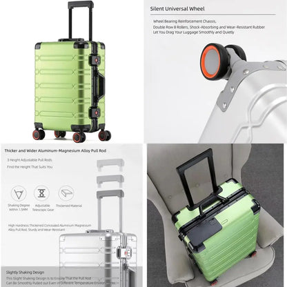 aluminum wheeled lockable carry-on luggage - airline approved hardshell metal suitcase