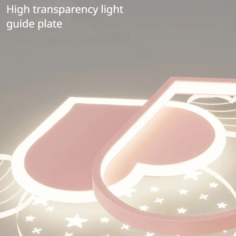 Creative Cartoon Ceiling Lamp Living Room Children's Bedroom Boy Girl Pink Love Wings Chandelier Warm Romantic Room Decor Light