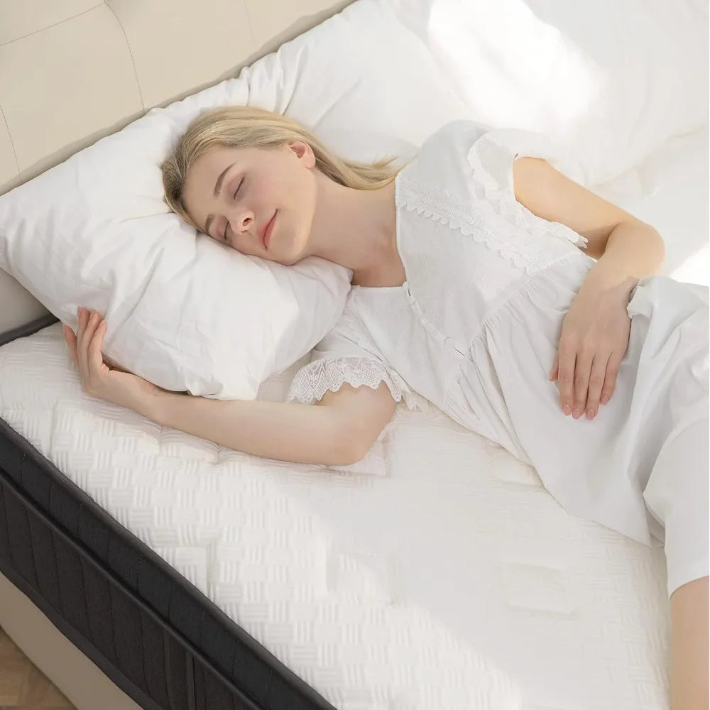 Mattress, 12 Inch Full Mattress in a Box with Gel Memory Foam and Pocket Spring, Medium Firm Feel, Cooler Sleep Pressure Relief