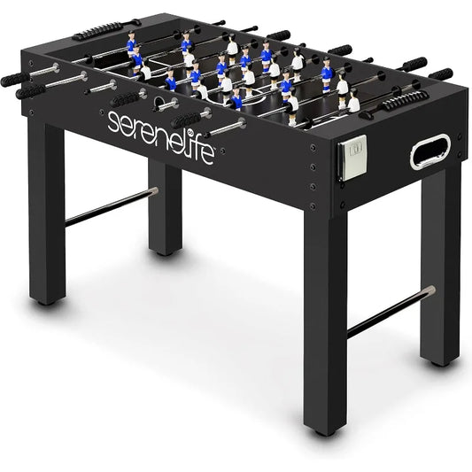 SereneLife 48in Foosball Table, Competition Sized Set with 2 Balls and 2 Cup Holders for Indoor Family Arcade Game Room