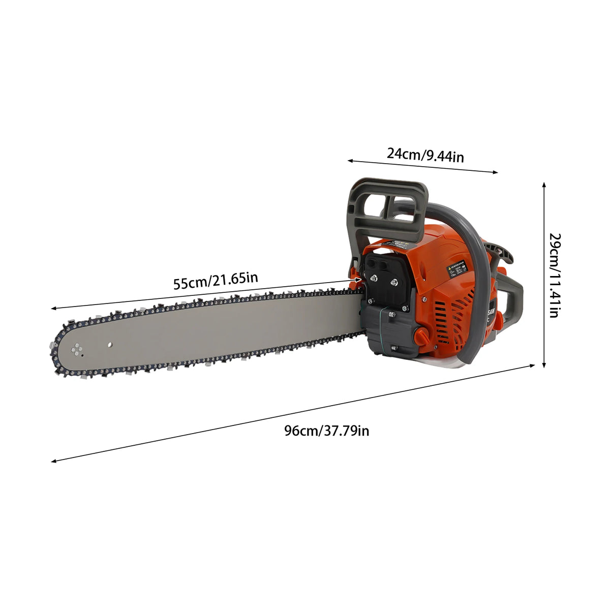Gas Powered Chainsaw 62CC 2 Cycle 22 Inch Portable Cordless Silent Design Durable Spring Assisted Start Tree Pruning Garden Tool