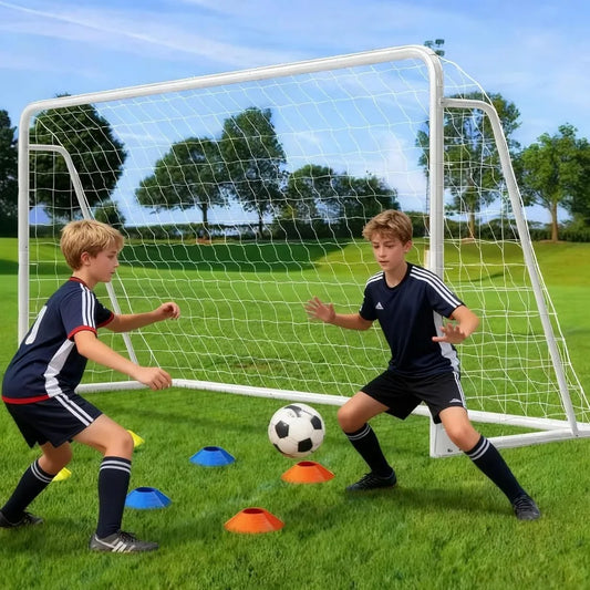 NAIZEA Soccer Goals - Multiple Sizes Available in 24x8 21x7 18x7 12x6 16x7 10x6 8x6 6x4 Feet - Durable Metal Construction for B