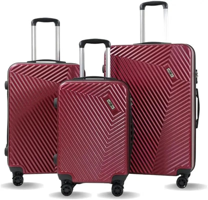3-Piece Lightweight Hardside Spinner Luggage Set with TSA Lock, 3 piece suitcase set (20in24in28in) (Cherry Red)