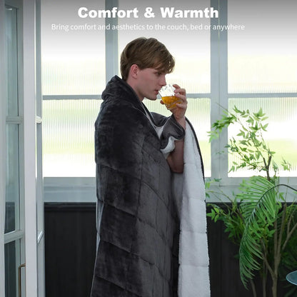 King Size Weighted Blanket 25 lbs, Sherpa Fleece Throw for Couples with Soft Plush Top, Cozy Warm Winter Blanket