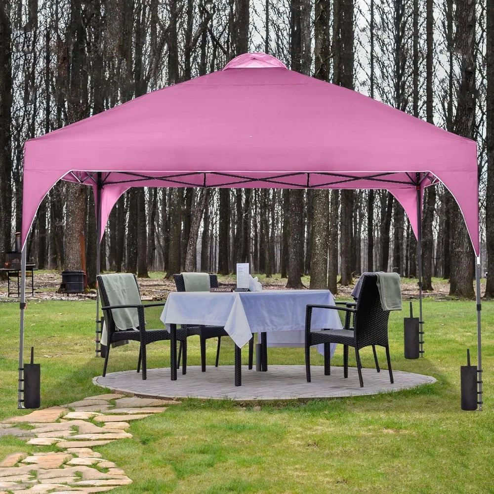 12x12 Pop-Up Outdoor Canopy Tent, Portable Sunshade, Ideal for Gardens/Outdoor Settings/Wedding Parties & Events, Pink Edition.