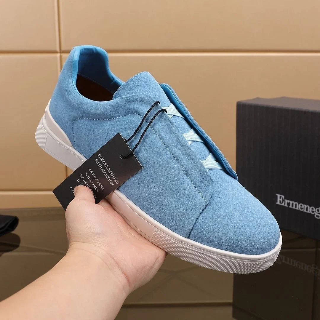 2025 New Genuine Leather High-End Men's Shoes, Slip-On European Trend Board Shoes, Casual Commute Versatile