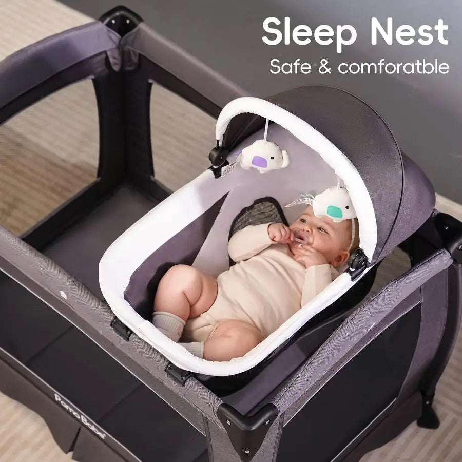 Babe Portable Playpen Foldable Playard for Baby and Toddler Mattress, Changing Table for Newborn Portable Playard