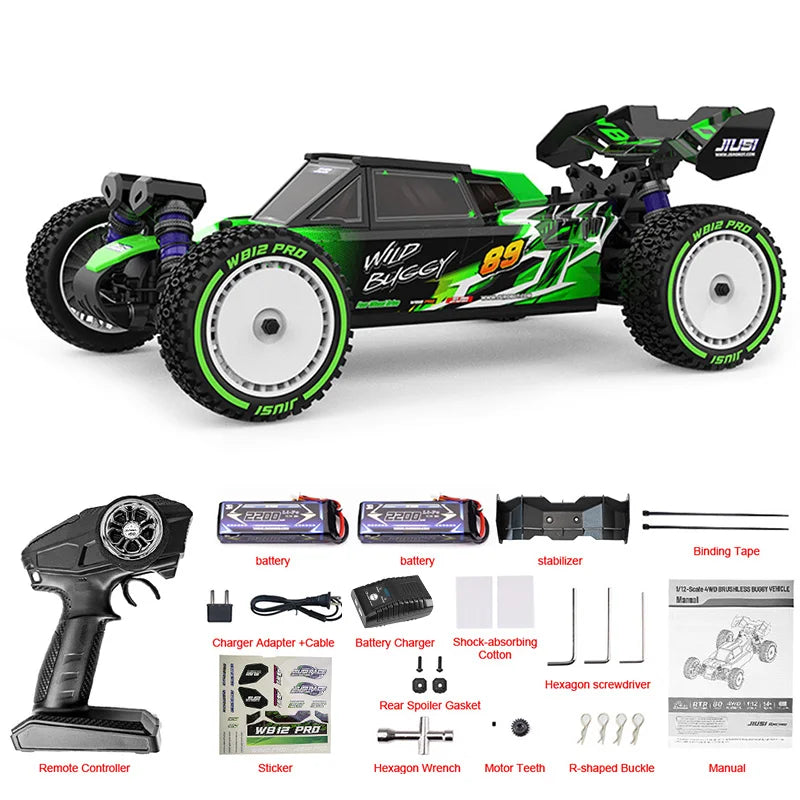 JIUSI WB12 PRO 1:12 Brushless RC Car 80km/h 4WD High Speed Off-road Drift Vehicle 2.4G Remote Control Racing Car Toys As Gift