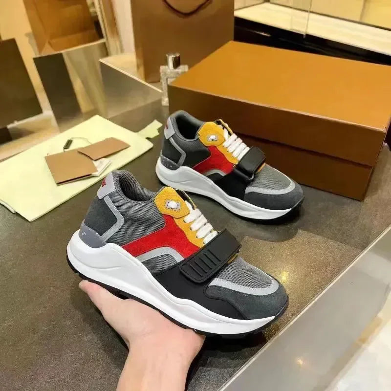 Vintage Suede Casual Shoes Sneaker Leather Flat Trainers Golden Sliver Mesh Shoes Outdoor Runner Trainers Men Sport Shoes