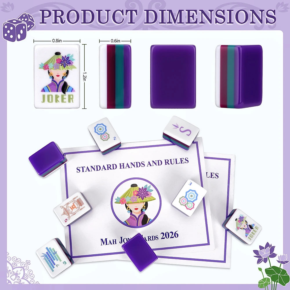 Local Warehouse American Mahjong Game Set With 160 Tiles Deep Purple Acrylic Mahjong Set, American Mah Jongg Adult Gifts