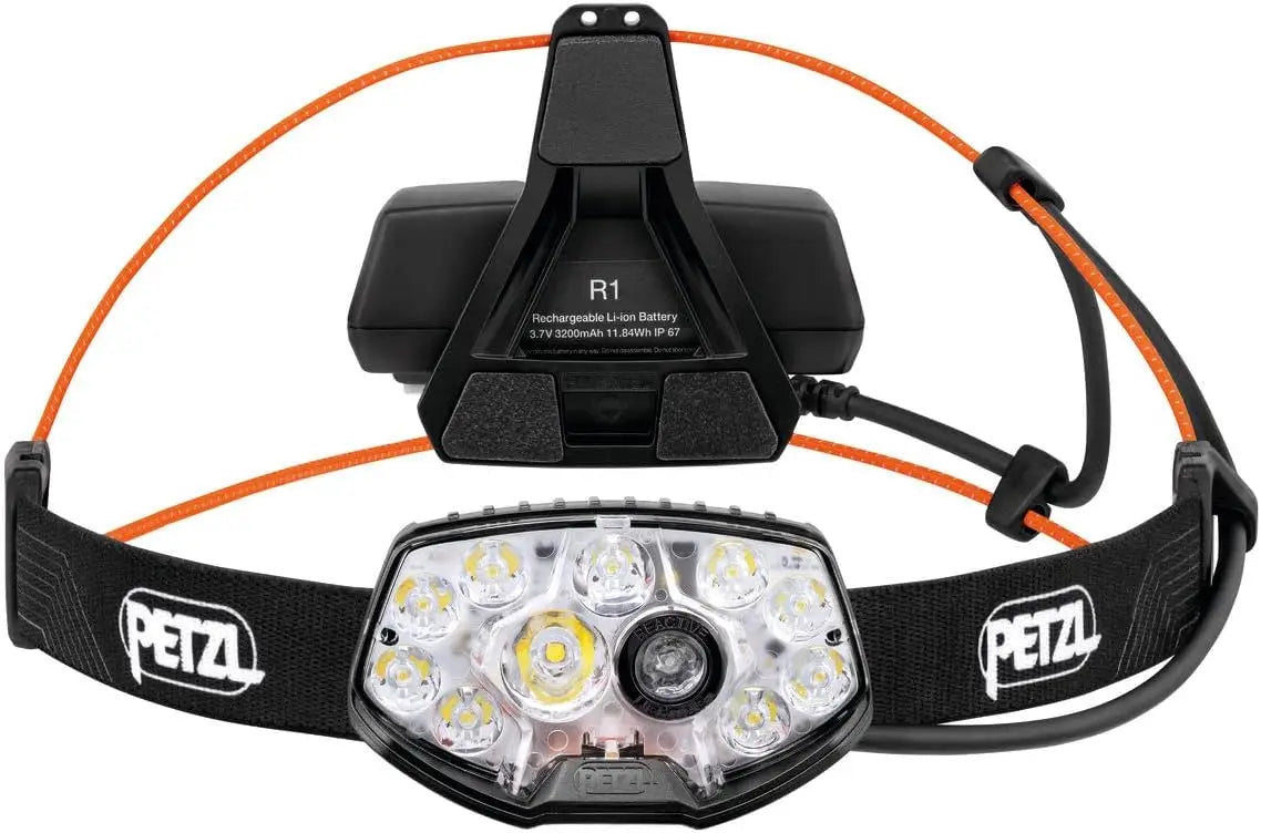 Rechargeable Headlamp with 1500 Lumens and Reactive Lighting for Night Running