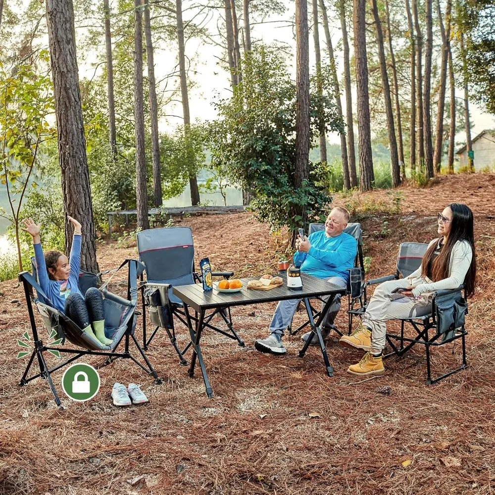 Oversized Portable Folding Rocking Camp Chair with Adjustable Backrest and Seat Height for Hammock Camping
