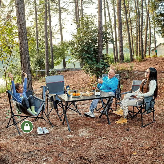 Oversized Portable Folding Rocking Camp Chair with Adjustable Backrest and Seat Height for Hammock Camping