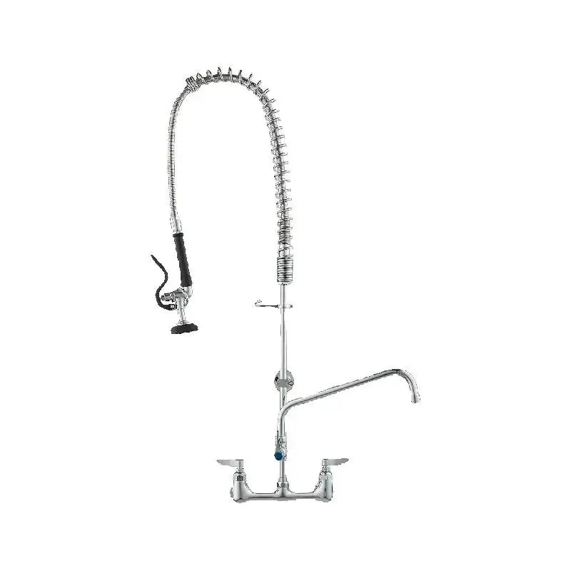 SucceBuy Commercial Faucet with Pre-Rinse Sprayer Wall Mount Kitchen Sink Faucet Brass Constructed Device with Pull Down Spray