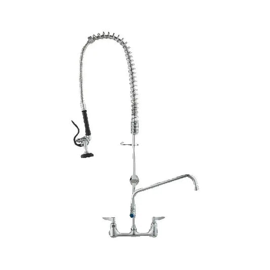 SucceBuy Commercial Faucet with Pre-Rinse Sprayer Wall Mount Kitchen Sink Faucet Brass Constructed Device with Pull Down Spray