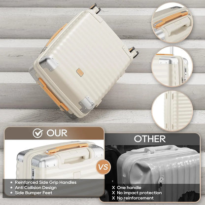 Joyway 1/3pcs Travel Luggage Suitcase, TSA Lock, Durable Lightweight PP Hard Shell Suitcase, Side Hooks, Corner Protectors