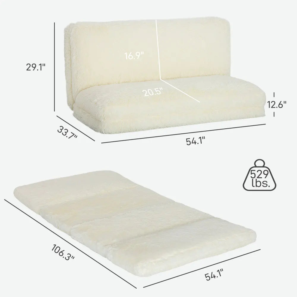 Ultra Soft Furry Lazy Floor Sofa, Convertible Floor Bed for Reading Movie Time, High Density Foam Filling, Space Saving Floor Seating for Apartment