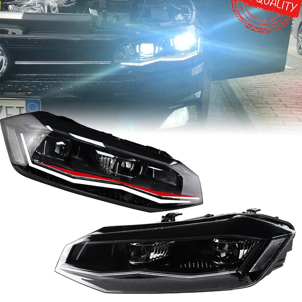 Headlight For VW POLO 2019-2021 Car автомобильные товары LED DRL Hella Xenon Lens Hella Hid H7 POLO  Car Accessories