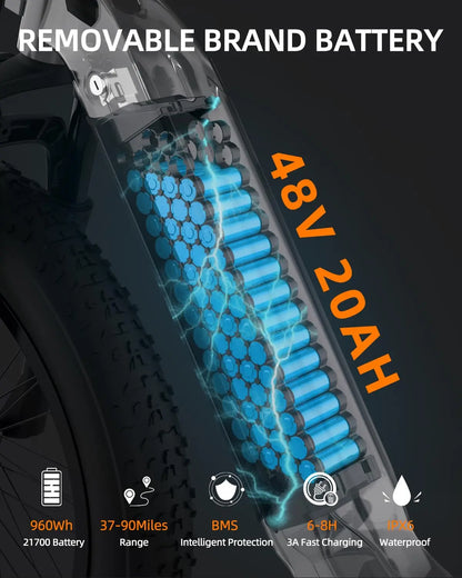 FREEDARE Electric Bike for Adults 750W BaFang Motor,48V20Ah Battery,GPS Smart App Mountain Ebike 26x4 Fat Tire Electric Bicycle