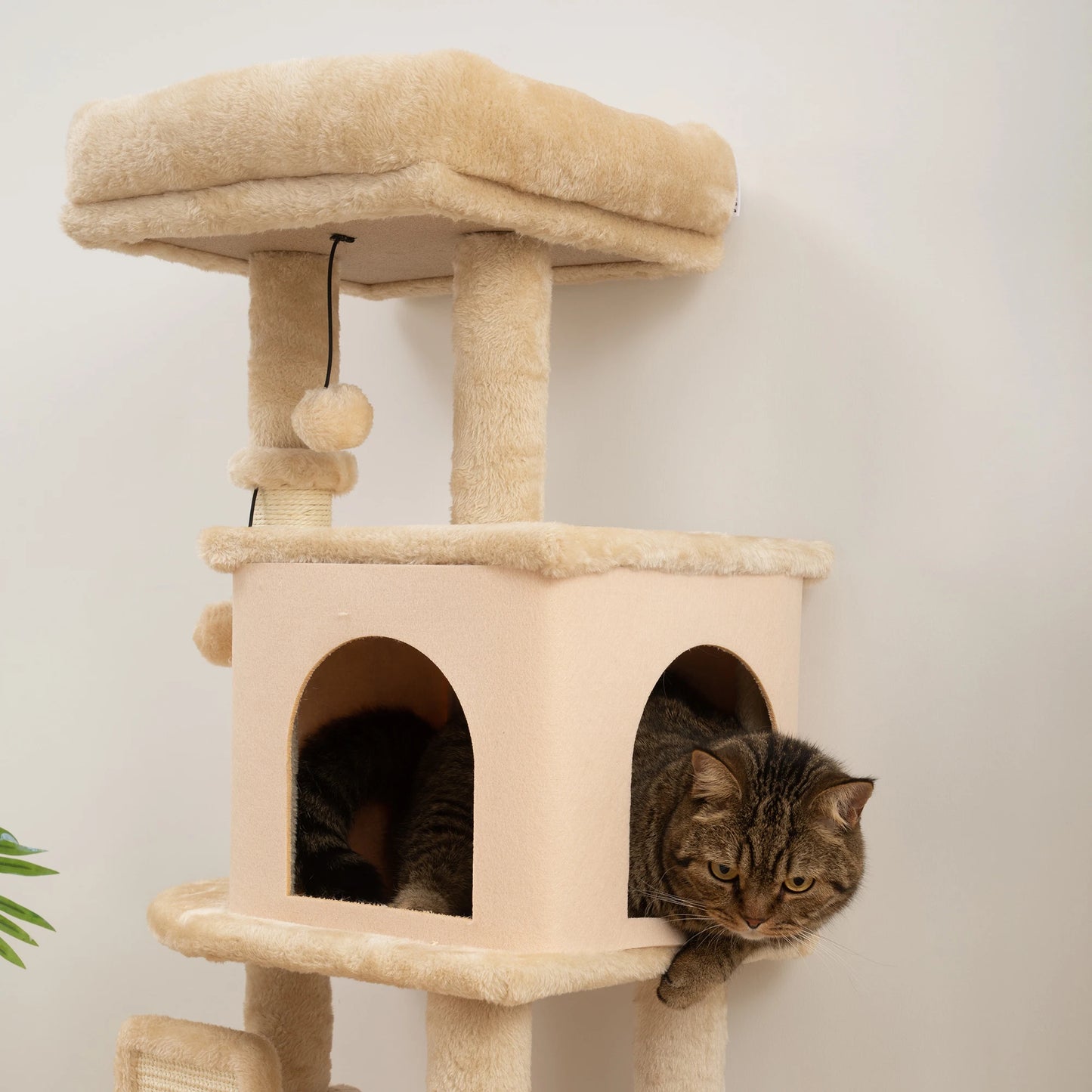 Pawhut Large Cat Scratching Tree Height Beige