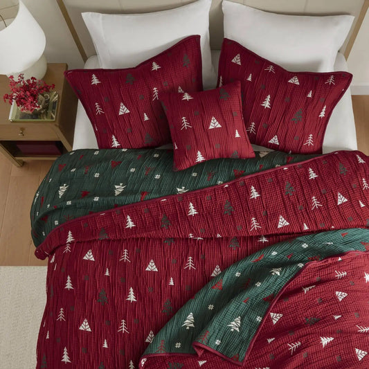 Winter 50x60" Throw Set,Red