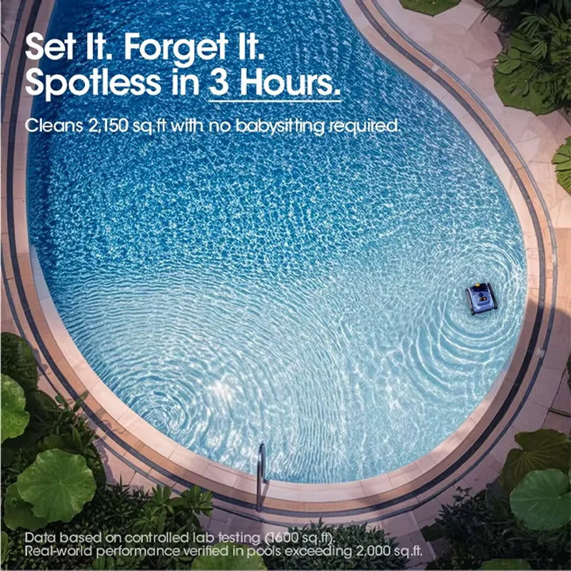Seauto SAT20pro Pool Vacuum 150 Mins Running Up to 2000 Sq.ft., 45,000Pa Powerful Suction, Wall-Climbing for In/Above Ground Pools