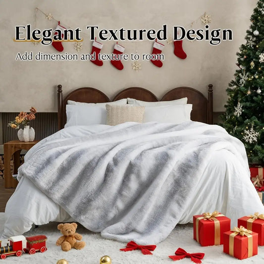 Luxury Faux Fur Blanket - Soft Warm Plush Blankets for Couch Sofa Bed, Fluffy Thick Throws for Bedroom, Office, Living Room, Dec