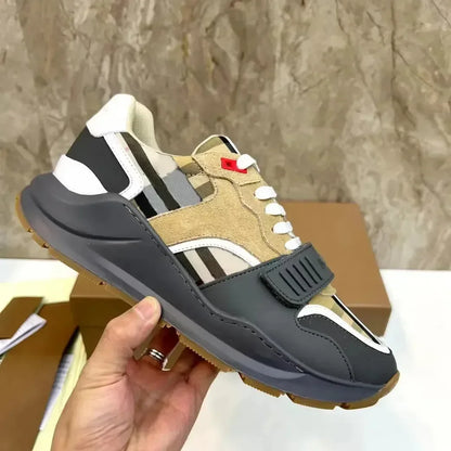 Vintage Suede Casual Shoes Sneaker Leather Flat Trainers Golden Sliver Mesh Shoes Outdoor Runner Trainers Men Sport Shoes