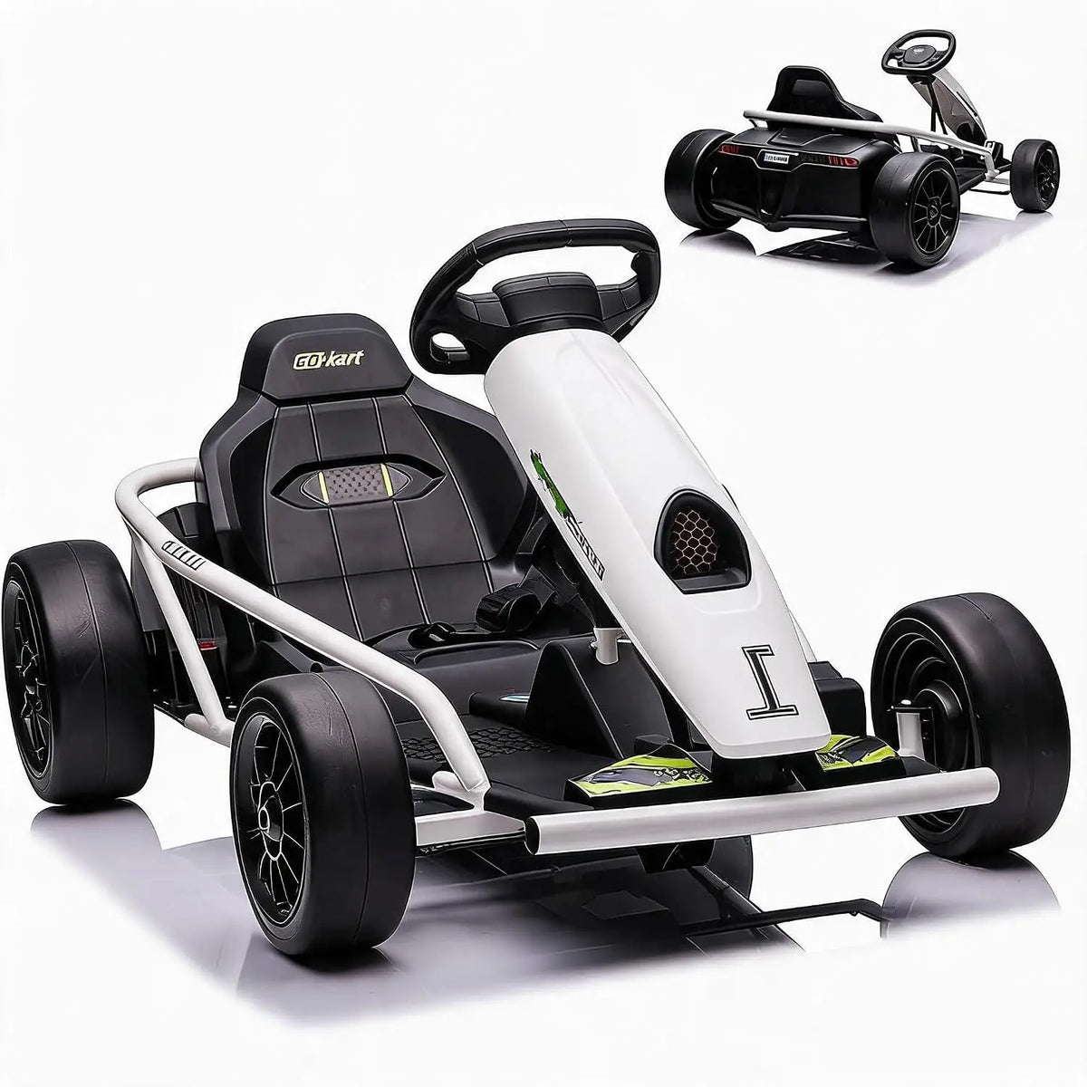 Tacleekii 24V 8.1 MPH Electric Go Kart for Kids Drift Kart Ages 6-12 Dual 300 Motor, 9Ah Battery, High Speed Ride on Toy Slow Start Music Horn Honking, Safety Belt, 155 Lb Max Weight, Outdoor