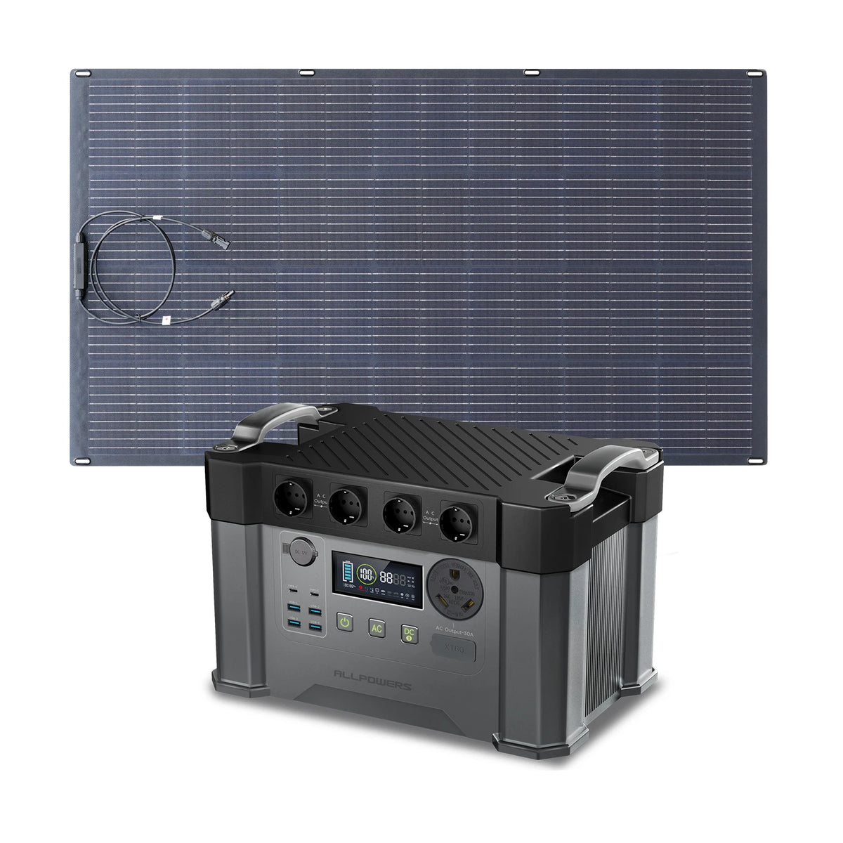 ALLPOWERS S2000 PRO Power Station 2400W Solar generator & SF200 200W Solar Panel Monocrystalline Solar Charger for Camping Home