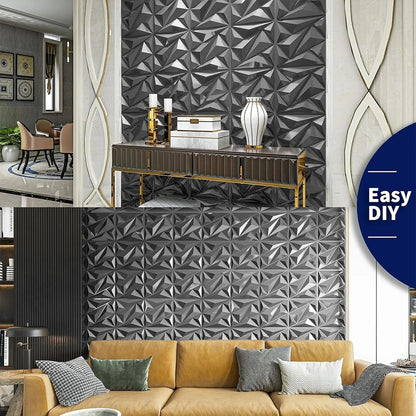 50/100Pcs 3D Wall Panel Diamond 30x30cm Wall Covering Panels Black/White 3D Wall Paper for Living Room Gaming Room TV Background