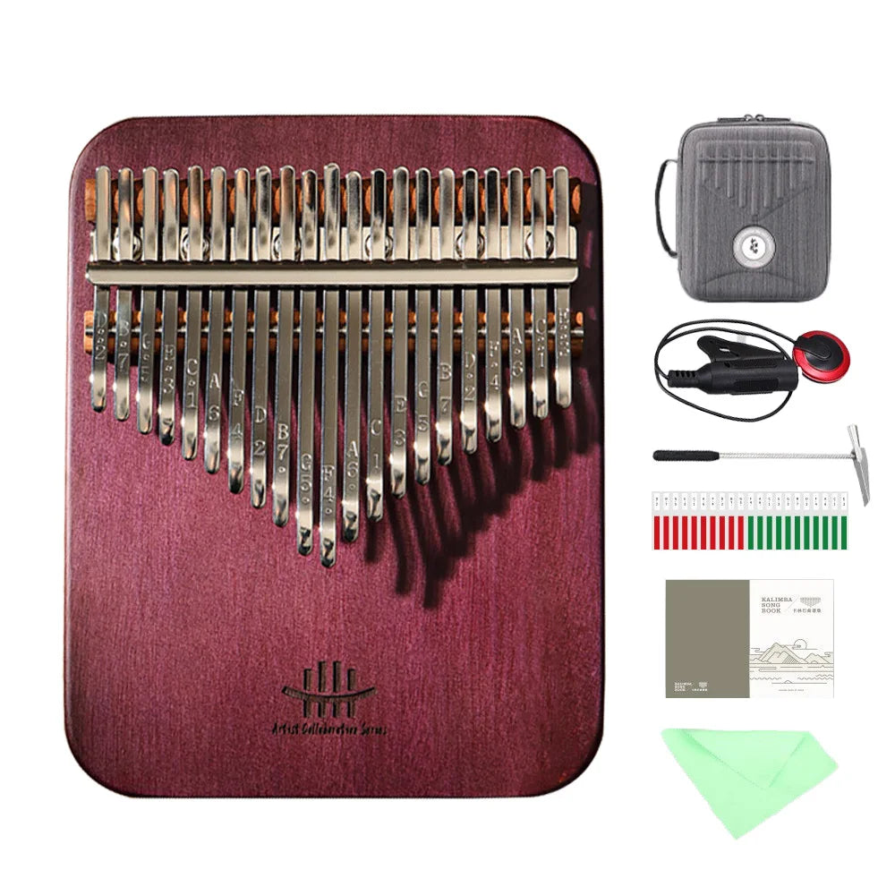 Hluru 21 key Purple Heart Board Kalimba Professional 17 key Thumb Piano Finger Piano Mbira Beginner Kit with Case2028
