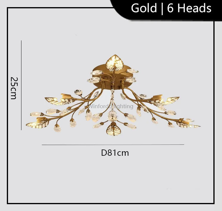 Modern Crystal Ceiling Chandelier Indoor Lighting Chandeliers  For Living Room Bedroom LED Fixture Lights Winfordo Lighting