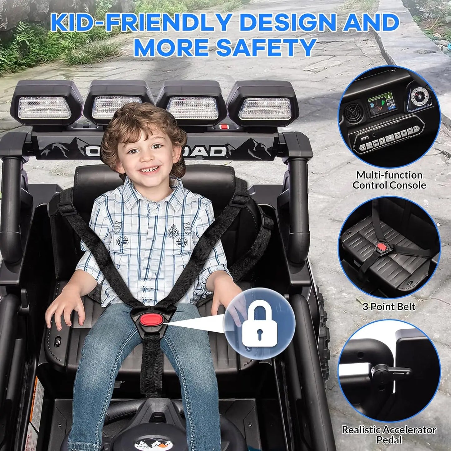 12V Kids Ride on Truck with Parent Remote Control, Electric Ride on Toy Car for Ages 3–8, 5 MPH Safe Speed,Music & Stories