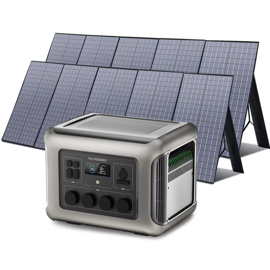 ALLPOWERS R2500 2016Wh LiFePO4 Portable Solar PowerStation Foldable Solar Panel SP037 400W / 2X400W Solar Charger for RV Camping