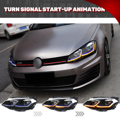 LED Headlights for Volkswagen VW Golf 7 MK7 VII 2013-2017 Sequential Turn Signal Front Lamps Assembly Not Fit GTI & Xenon Model